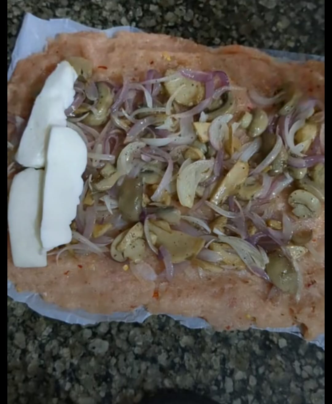 Adding Mushrooms and Cheese to Chicken Loaf Mushrooms and cheese on chicken