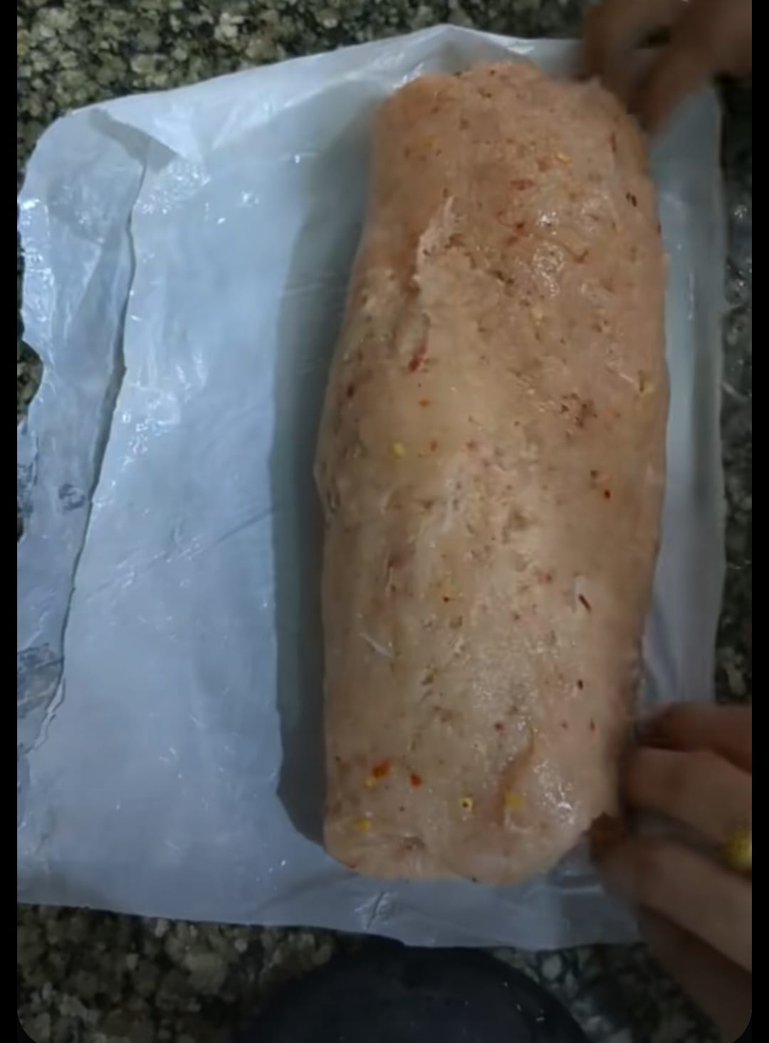 Shaping Cheesy Chicken Loaf Shaping chicken loaf
