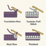 🧵 Tunisian Puff Stitch (Two Colors) – Beginner Pattern