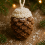 ✨ Snowy Crochet Pinecone Ornament — Cozy Winter DIY Decor ❄️